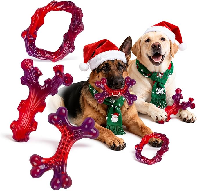 6-Pack Indestructible Dog Toys for Large Breed: Dog Toys for Aggressive Chewers, Nylon Dog Chew Bones for Large Dogs, Dog, Irresistible Beef Flavor