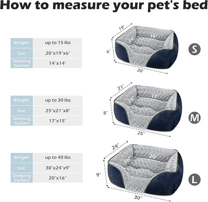 Large Dog Bed Rectangle Washable Orthopedic Soft Calming Sleeping Durable Pet Cuddler with Anti-Slip Bottom