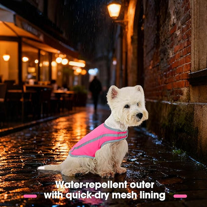FUAMEY Dog Reflective Vest for Large Dogs,Dog Hunting Vest High-Visibility Dogs Safety Vest for Night Walking Water-Resistant Service Pet Gear Adjustable Outdoor Activities Pink XXXL
