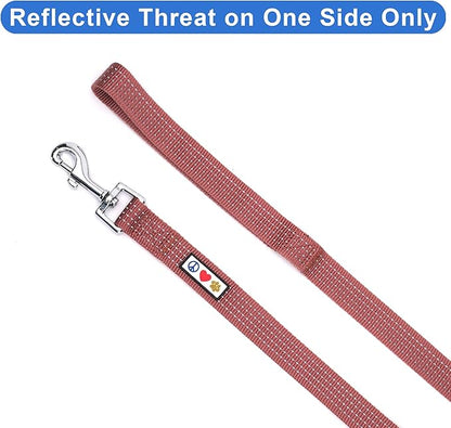 Pawtitas 6 FT Pet Puppy Leash Reflective Dog Leash Comfortable Handle Highly Reflective Threads Heavy Duty Dog Training Leash Available as a 6 ft Small Dog Marsala Leash