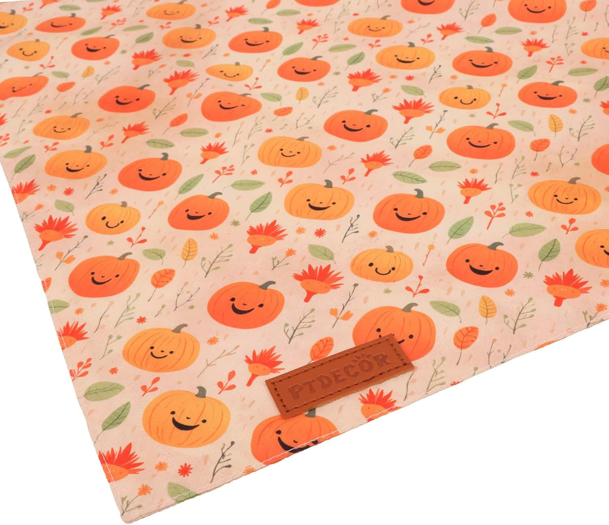 PTDECOR Halloween Dog Bandana, Ghost Pumpkin Design Reversible Holiday Dog Scarf, Triangle Halloween Bandanas for Small Dogs Puppies Cats(Small)