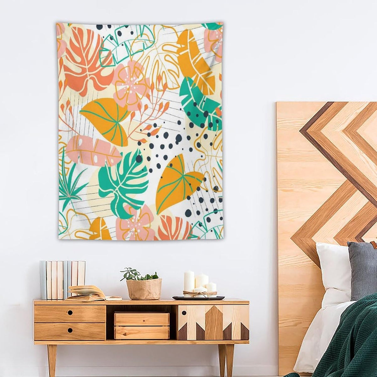 ICMOLYYENLO Tropical Palm Leaves Wall Tapestry, Wall Art for Room Decoration Beautiful Wall Hanging for Bedroom Living Room Dormitory Apartment 60x80 Inch
