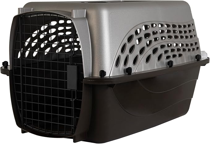 Petmate Dog Crates for Small Dogs & Cat Carriers, Two-Door Plastic Pet Kennel, Top & Front Loading, Made in USA, 24" For Pets Up To 15 lb, Pearl Tan