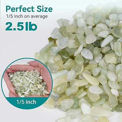 2.5 lbs Jade Pebbles for Indoor Plants, 1/5 Inch Succulent and Cactus Pebbles, Decorative Gravel for Vases, Bamboo,Terrarium, Crafts, Cactus