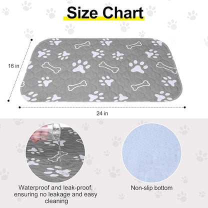 BEAUTYZOO 6 Pack Washable Pee Pads for Dogs,Reusable Puppy Pads 16x24 Gray | Waterproof Super Absorbent,Non Slip and Leak-Proof Against Urine,Whelping Pads Mats for Puppy Potty Training,Playpen,Crate