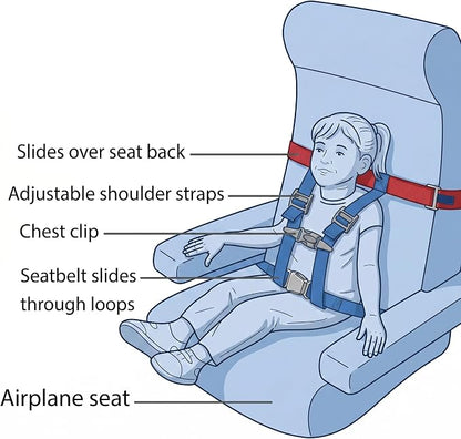 Child Airplane Safety Harness - The Safety Restraint System Will Protect Your Child from Danger. - Airplane Kid Travel Accessory for Aviation Use