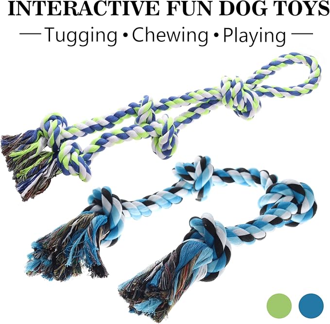 Rope Toy for Dogs, 2 Pack Large Dog Rope Toys for Aggressive Chewers, Heavy Duty Dog Toys for Large Medium Breed, Indestructible Tough Rope Chew Toys Tug of War Dog Toy Teeth Cleaning