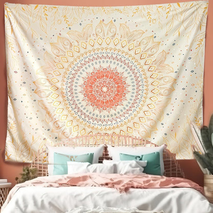 Damanse Floral Tapestry Wall Hanging Cute,Boho Wall Tapestry for Bedroom Aesthetic,Mandala Living Room Decor for Teen Girls (Yellow, 59.8"x78.7")