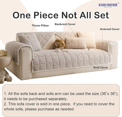 HANDONTIME Dog Couch Cover Protector, Fuzzy Couch Cover for Dogs Washable, Non Slip Geometric Jacquard Sofa Covers for 3 Cushion Couch Sofa Protector Pet Friendly Pets Mat(Khaki, 35.4" x 82.7")