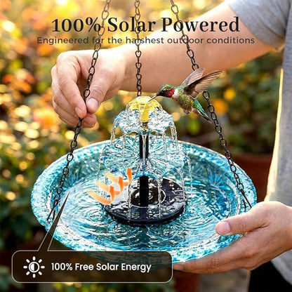 Solar Cascade Hanging Bird Bath Fountain, 2026 Upgraded Hanging Bird Bath with Flowing Water for Outdoors Garden Patio Backyard Lawn Decor (Purple)
