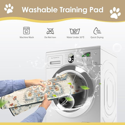 SCLOSE Washable Pee Pads for Dogs 2 Pack, 36" x 24" Reusable Puppy Pads Waterproof, Super Absorbent Dog Rugs, Leakproof, Dog Crate Pad, Playpen Mat, Whelping Pads, White Medallion
