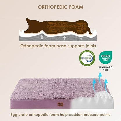 EHEYCIGA Orthopedic XXL Dog Beds for Jumbo Dogs with Removable Washable Cover, Fog Purple, 50x36