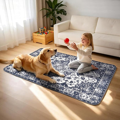 Washable Pee Pads for Dogs, 2 Pack Reusable Puppy Training Pads 24"x18" Super Absorbent Waterproof Dog Training Pads, Non-Slip Potty Pads, Whelping Pads Litter Mat Navy Blue