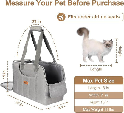 Dog Purse Carrier for Small Dogs Cats Rabbits Up to 12lbs, Lightweight Pet Sling Carriers with Crossbody Strap, Portable Puppy Soft Sided Tote Bag Carrier for Vet,Hiking,Travel Gray