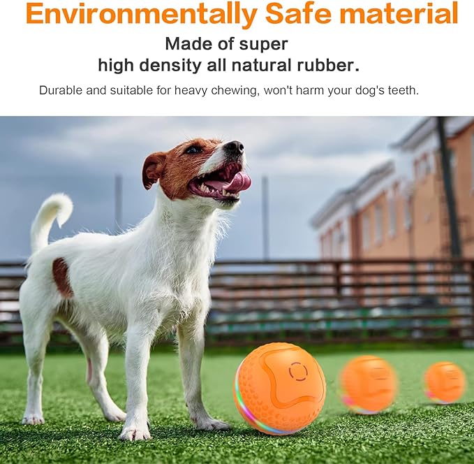 Interactive Dog Toys Ball, Automatic Rolling Balls Toy, Lively pet Ball for Medium/Large Dogs to Relieve Boredom, Activated Automatic Motion Dog Balls Toy with LED Flash, USB Rechargeable