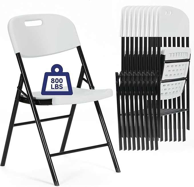 60 Pack Thicker 800 LBS White Folding Chairs, Commercial Grade Folding Chair, Foldable Chairs for Events