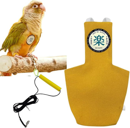 MANON ROSA Bird Diapers Leash Set Washable Reusable Handmade Flight Suit Waterproof Inner Layer - Protective Parrot Nappy Clothes Parakeets Macaws Budgies Canaries (Yellow2,Blue Quaker Parrot)