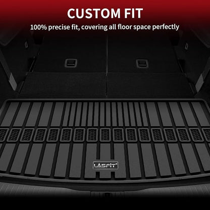 LASFIT Cargo Mat for Jeep Grand Cherokee L 2021-2025 2026, Black | 6 Seaters and 7 Seaters, Custom Fit Accessories, Trunk Mat, All Weather, TPE