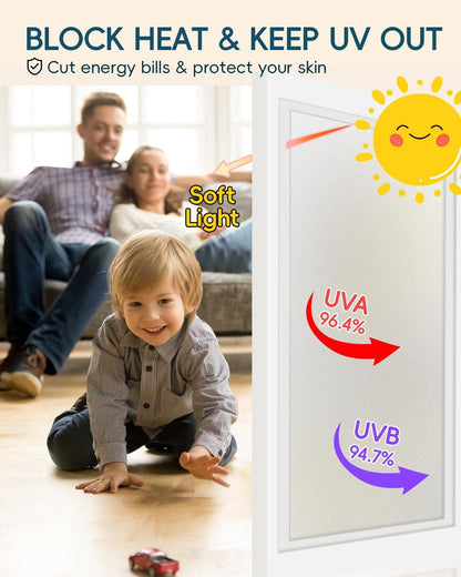 Frosted Glass Window Privacy Film Decorative with Tools, 2 Way Frosting Privacy Film for Glass Windows, Static Cling Tint for Home Anti-UV, Covering Clings 29.5" by 78.74"