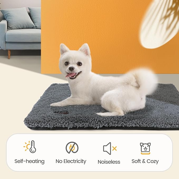 Self Warming Cat Bed Self Heating Cat Dog Mat 24 x 18 inch Extra Warm Thermal Pet Pad for Indoor Outdoor Pets with Removable Cover Non-Slip Bottom Washable Non Electric