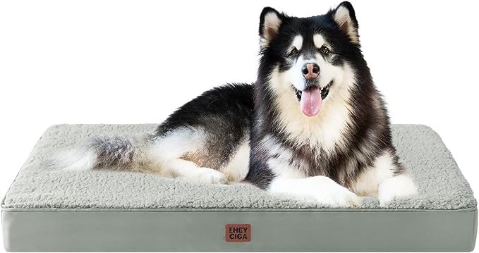 EHEYCIGA Orthopedic XXL Dog Beds for Jumbo Dogs with Removable Washable Cover,Greyish Green, 50x36