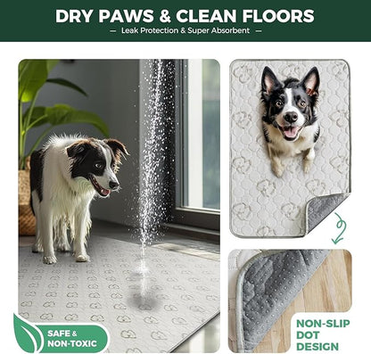 FXW Washable Pee Pads for Dogs, Super Absorbent, 43" x 98", 2 Packs | Machine washable, Non-slip backing, Fits 32"/40"/45"H 8-Panel FXW Rollick/Homeplus Playpens
