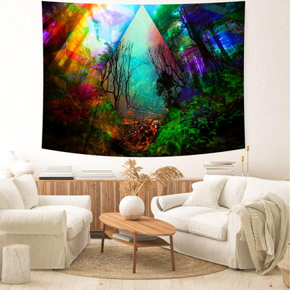 Delur Forest Tapestry Tree of Life Tropical Rainforest Tapestry Wall Hanging Colorful Nature Landscape Mystical Psychedelic Spiritual Headboard for Bedroom Living Room Home Decor (59.1" x 78.7")