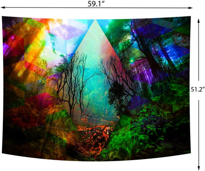 Delur Forest Tapestry Tree of Life Tropical Rainforest Tapestry Wall Hanging Colorful Nature Landscape Mystical Psychedelic Spiritual Headboard for Bedroom Living Room Home Decor (51.2" x 59.1")