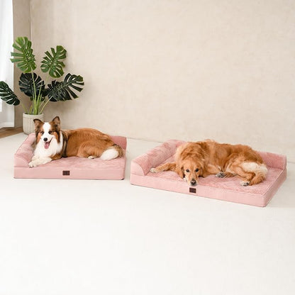 EHEYCIGA XL Dog Bed Memory Foam for Crate, Extra Large Dog Bed Orthopedic with Washable Removable Cover, Waterproof Pet Sofa Couch XLarge Size Dogs, 41x27x6.5, Pink | Washable Removable Cover, Waterproof Flat Pet Sofa Couch with Nonskid Bottom, 41x27x6.5
