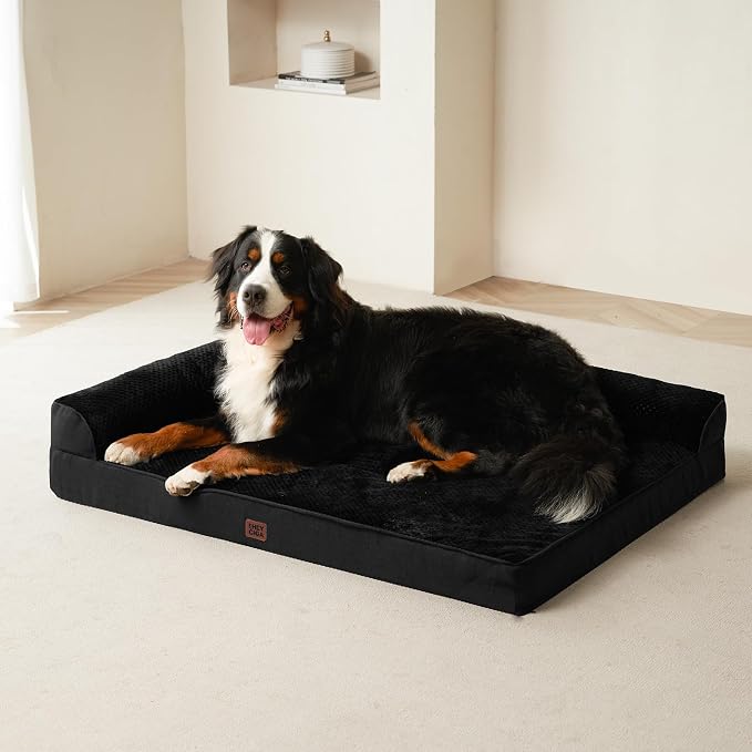EHEYCIGA Large Dog Bed Memory Foam for Crate, Orthopedic Dog Bed Large Size Dogs with Washable Removable Cover, Waterproof Pet Sofa Couch with Nonskid Bottom, 35x22x6, Black | Small Dog Sofa with Washable Removable Cover, Waterproof Pet Couch for Crate...