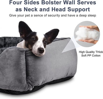 JOEJOY Rectangle Dog Bed for Large Medium Small Dogs - Washable Orthopedic Sofa Bed, Soft Breathable Puppy & Pet Cuddler, Durable Calming Dog Bed with Anti-Slip Bottom, Multiple Sizes, Dark Grey