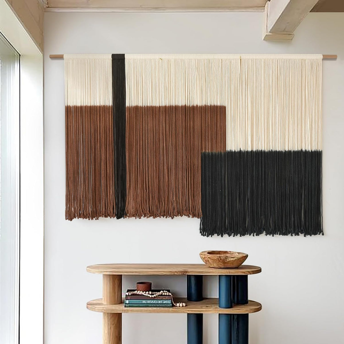 Macrame Wall Hanging Large Dip Dye Tapestry Fiber Wall Art Boho Bedroom Décor 57''W*35''L