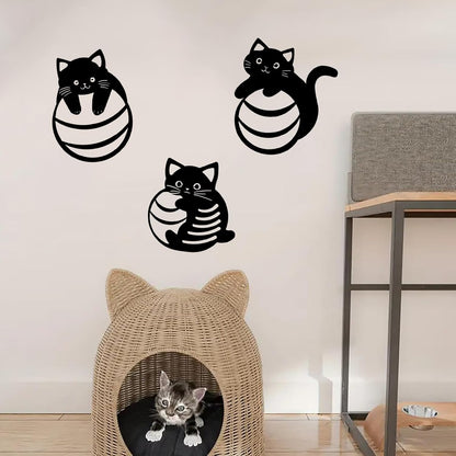 Black Metal Cat Wall Decor, Minimalist Abstract Cat Wall Art Line, Cute Cats Decor Signs, for Living Room Bathroom Bedroom Dining Room