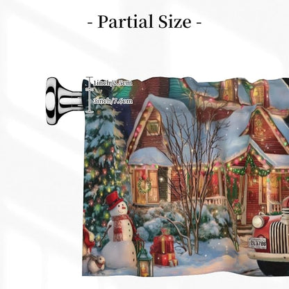 Worltoldb Christmas Red CarCurtain Valance Short Rod Pocket Window Treatment for Living Room Bedroom Kitchen Bathroom 1 Panel 54" W x 18" L