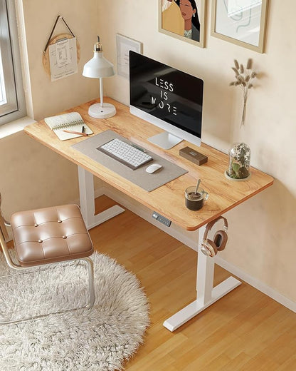 CubiCubi 48 x 24 Inches Electric Standing Desk, Height Adjustable Sit to Stand Desk, Home Office Table with Splice Board, Light Rustic