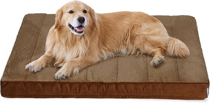 Dog Bed for X Large Dog - Orthopedic Pet Beds with Memory Foam, Waterproof Removable Washable Cover with Non-Slip Bottom, Khaki, 41" L x 27" W x 3" H