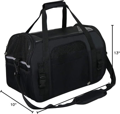 EliteField Soft Sided Pet Carrier (3 Year Warranty, Airline Approved), Multiple Sizes and Colors Available (Large: 19" L x 10" W x 13" H, Black)