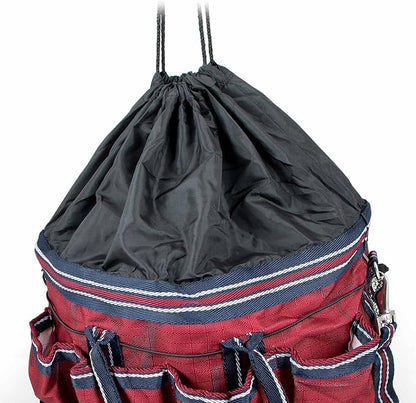 Jeffers Poplar Head Grooming Bag – Horse Grooming Organizer Tote with Pockets for Brushes, Tools, Clippers, Shampoo, Detangler – Stable Barn Kit Carrier for Horses, Pets, Merlot Snaffles & Irons