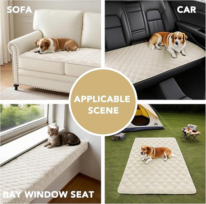 H.VERSAILTEX Chenille Couch Cover for Dogs Washable Soft Fuzzy Loveseat Covers Sectional Sofa Cover Thick Pet Couch Cover Protector Non-Slip Dog Bed Cover(Ivory, 28" x 67")