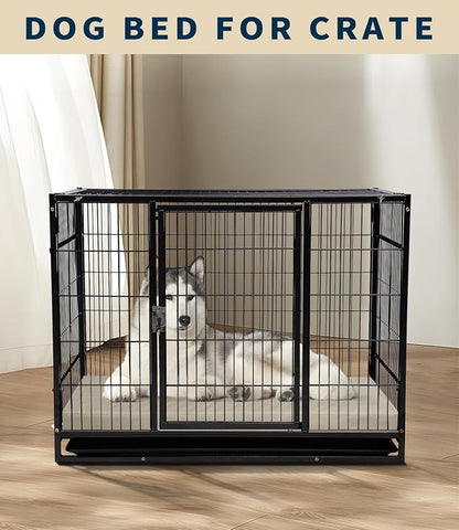 Waterproof Leather Dog Bed Crate Pad, Durable Brown Pet Mattress for Medium Dogs Pet Beds with Wipeable Covers, Easy to Clean Washable Mat for Cage