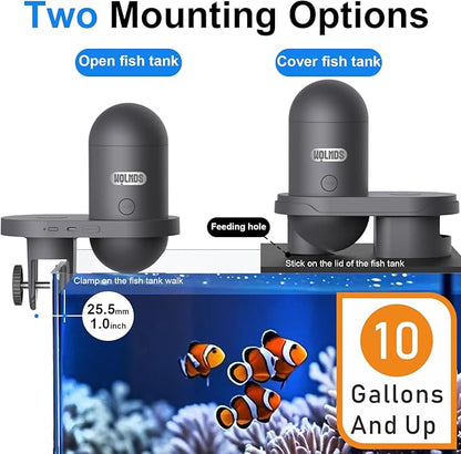 Automatic Fish Feeder with 2.5K Camera,WiFi/App Control,Moisture-Proof Vacation Food Dispenser|2.4G&5G Precision Feed System,Visual Monitor for Aquariums,Turtle Pens,Betta Tanks (Dark Grey)