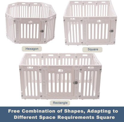 Dog Playpen with Door, DIY Shape Combination Puppy Pen,25.5" H 10-Panel Dog Fence,Non-Slip & Secure Pet Gate, Easy to Assemble(Standard Room)