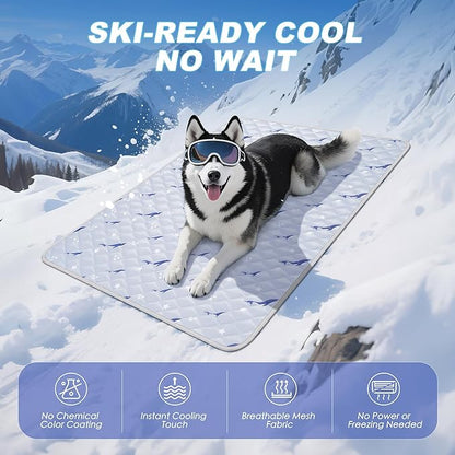 Dog Cooling Mat, Cooling Mat for Dogs, Breathable Dog Bed with Non-Slip Design, Portable & Washable Pet Pad for Indoor, Outdoor, Crate, Summer Cat Bed, Cool Pet Pad, Gel-Free, 21"x27"