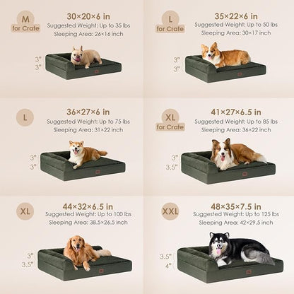 EHEYCIGA Extra Large Dog Bed Othorpedic, Memory Foam XL Dog Bed with Washable Removable Cover, Waterproof Pet Sofa Couch XLarge Size Dogs with Nonskid Bottom, 44x32x6.5, Dark Green | Washable Removable Cover, Waterproof Flat Pet Sofa Couch with Nonskid...