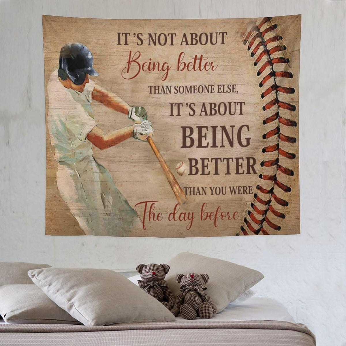 yowecso Baseball Tapestry Sport Theme Tapestry Wall Hanging for Bedroom Baseball Tapestries Aesthetic Wall Decor for Home Dorm Living Room 50"x60"