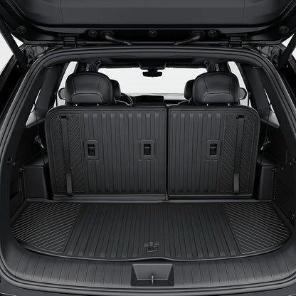 Auxko All Weather Cargo Mat with Backrest Mat Fit for Kia Telluride 2027 Gas/Hybrid TPE Accessoris All Season Guard Odorless Anti-Slip Black