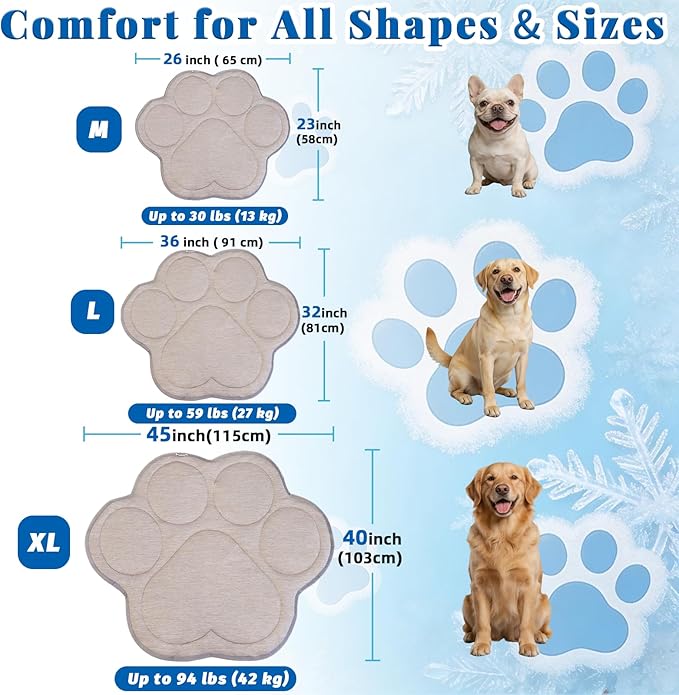Dog Cooling Mat Self Coolings Foldable Cooling Pad for Dog in Summer Coolings Mat for Dogs and Cats Machine Washable (Dog Paw, X-Large-45 L x 41" W)
