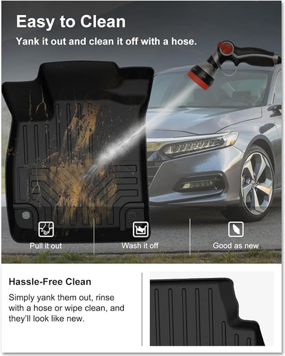 Kiwi Master Floor Mats for 2018-2022 Honda Accord | Custom Fit, All Weather Car Mats, Heavy Duty TPE Floor Liners, Front & Rear 2 Row, Black