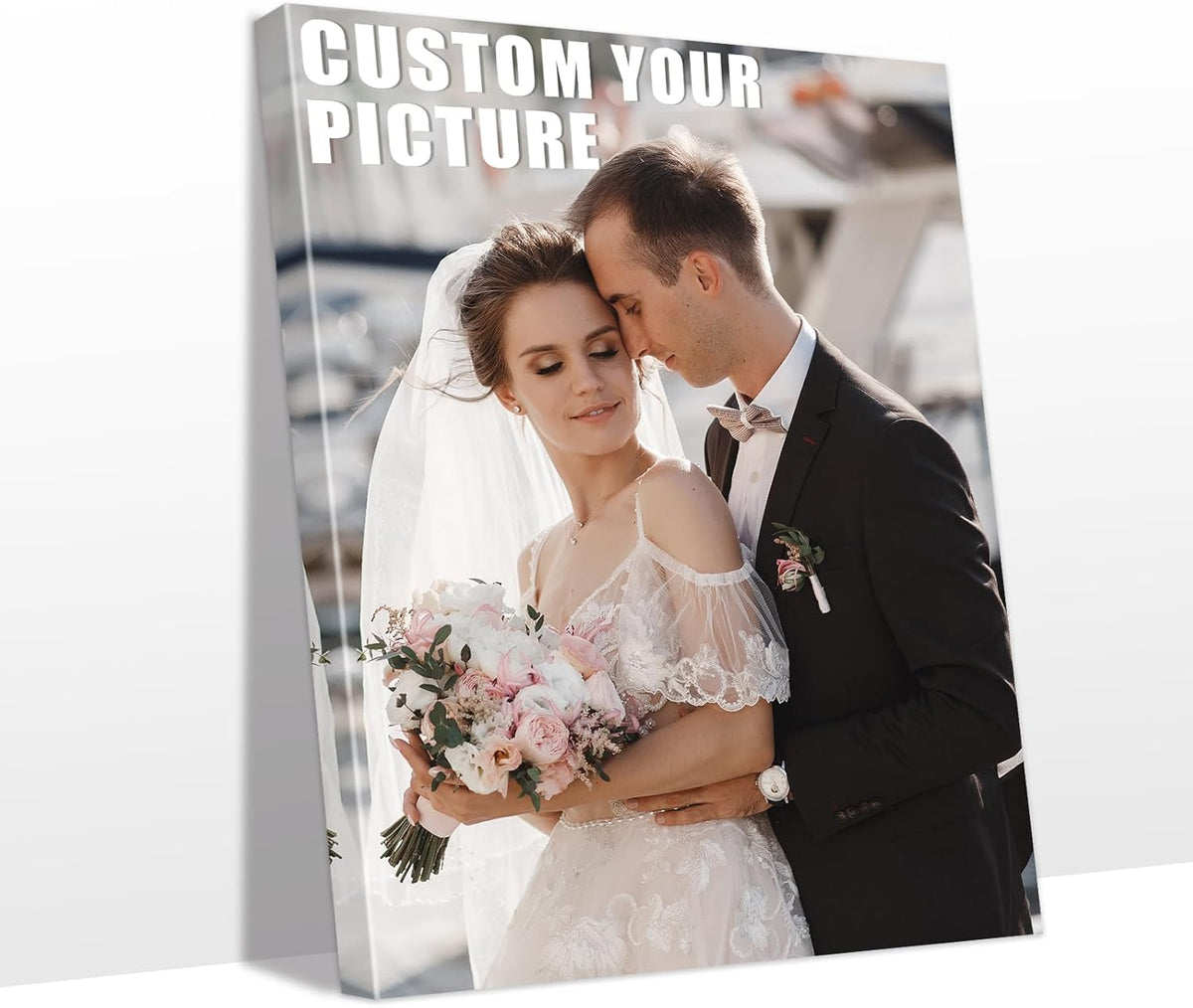 Personalized Custom Canvas Prints with Your Photos & Text, Customized Picture Print, Transform Own Images Into Framed Wall Art Digitally Printed Photo to Canvas, Keepsakes Gifts for Family 12x16’’
