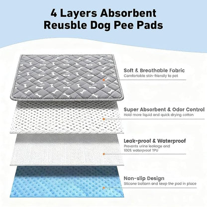 Puppy Pads with Pheromones,Washable Puppy Pee Pads for Dogs,Reusable Puppy Pads Washable for Dogs & Cats, Washable,Durable Leak-Proof & Anti-Slip Pet Training Pads for Home & Trave(Brown Puppy,L)